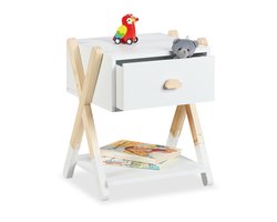 nachtkastje kinderkamer - 42x34x32 cm - houten poten - wit