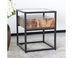Nachtkastje Luke 43x43x54cm bijzettafel donker hout industrieel side table