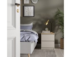 Nachtkastje Luna - Taupe Eiken Houtlook - 2 Lades - Modern & Elegant