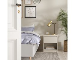 Nachtkastje Luna - Taupe - Lade & Open Vak - Compact Slaapkamerkastje