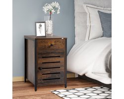 Nachtkastje - LuxDecor - Lade en kastje - Rustiek bruin
