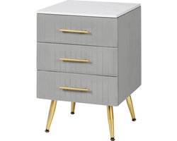 Nachtkastje - Luxe Salontafel - Fluweel - Bijzettafel - Industrieel - Velvet Nachtkastje - Grijs/Goud