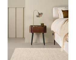 Nachtkastje Maurik - Mangohout - Bruin / Zwart - 51x55x31 cm (BxHxD) - Met lade