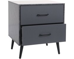 Nachtkastje MCW-N89, ladekast bijzettafel nachtkastje, 3D design lade melamine hout, 55x48x41cm ~ marmer look grijs