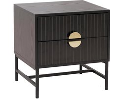 Nachtkastje MCW-O39, bijzettafel Nachtkastje Kast, lade Melamine MDF Metaal 50x48x39cm ~ Houtlook zwart