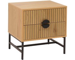 Nachtkastje MCW-O39, bijzettafel Nachtkastje Kast, lade Melamine MDF Metaal 50x48x39cm ~ naturel