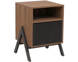 Nachtkastje MCW-O40, commode bijzettafel nachtkastje kast, lade MDF metaal melamine 59x40x40cm ~ naturel