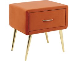 Nachtkastje met 1 lade FLAYAT Fluweel Oranje