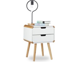 nachtkastje met 2 lades - 55 x 40 x 40 cm - bijzetkastje - modern - wit
