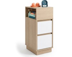 Nachtkastje - met 2 lades - 64 x 24 x 30 cm - natuur-wit