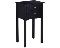 Nachtkastje met 2 Lades en Anti-Kantelbeveiliging – Moderne Bijzettafel (Zwart – 40 x 32 x 75 cm)
