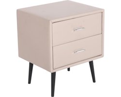 Nachtkastje met 2 lades ESSONNE Kunstleer Beige