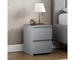 Nachtkastje met 2 lades - grijs - MDF en spaanplaat - 40x29,5x29,5 cm