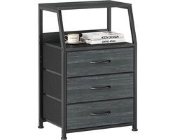 Nachtkastje met 3 laden, commode, bijzettafel, stoffen nachtkastjes