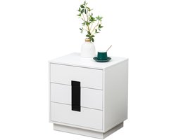 Nachtkastje met 3 lades - 56 x 50 x 40 cm - wit-zwart