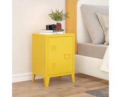 Nachtkastje met deur en salontafel functie - Gele metaal kast 57x40x30 cm