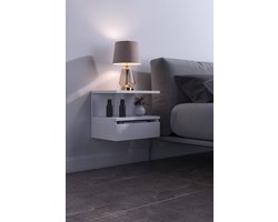 Nachtkastje met Klep| Nachkast| Modern| Stijlvol| Functioneel| Maat 40x33.5x30.5 cm | Wit