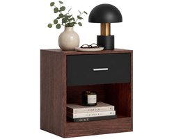 Nachtkastje - met lade - 41x39x28 cm - bruin-zwart