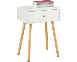nachtkastje met lade - 55 x 40 x 32 cm - marmer look - wit-grijs
