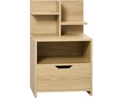 Nachtkastje met Lade en Planken in Rustieke Houtlook - Compact Slaapkamer Meubel