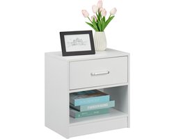 nachtkastje met lade - met plank - modern - 41,5 x 39 x 31 cm - bijzetkast - wit