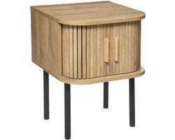 Nachtkastje met Lade - Nachtkastje Metaal Industrieel Hout - Nachtkastjes met Lades - Bijzettafeltjes Woonkamer Klein - Bijzettafels Bank Vierkant Hout & Zwart Landelijk (53 cm x 40 cm x 40 cm) - Per stuk