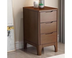 Nachtkastje met laden - Bijzettafel kast - Slaapkamer opbergen - Rubberen hout constructie - 65 cm hoog - Bruin