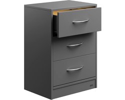 Nachtkastje met laden - Ladekast slaapkamer - Opbergen naast bed - Geïntegreerde LED-verlichting - 54 x 39 x 28cm - Antraciet