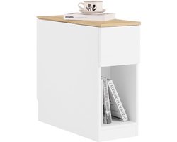 Nachtkastje Met Laden - Wit - 65 Cm Hoog - 25 Cm Breed - 60 Cm Diep - Hout - Voor Volwassenen