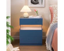 Nachtkastje met LED - Kast - Tafel - Slaapkamerdecoratie - Opbergruimte - 60 cm x 37 cm x 50 cm - Paars
