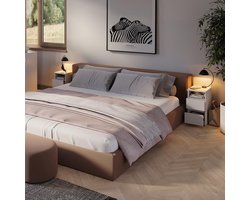 Nachtkastje Modern LuxeLine – Industrialhome Wit – 2 Laden – 59,1 cm Hoog – Compact Bedkastje van Spaanplaat – Minimalistisch Design Slaapkamermeubel – Stabiel & Onderhoudsvriendelijk