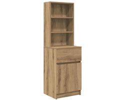 Nachtkastje | Nachtkast | Lamptafel | Bedside kasten 39x35x125 cm bewerkt hout artisanaal eikenkleur