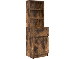 Nachtkastje | Nachtkast | Lamptafel | Bedside kasten 39x35x125 cm bewerkt hout gerookt eikenkleurig