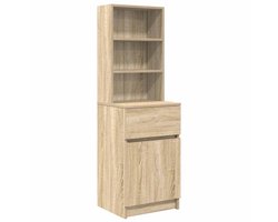 Nachtkastje | Nachtkast | Lamptafel | Bedside kasten 39x35x125 cm bewerkt hout sonoma eikenkleurig