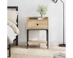 Nachtkastje | Nachtkast | Lamptafel | Bedside kasten 40,5x31x60 cm bewerkt hout sonoma eikenkleurig