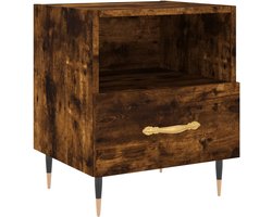Nachtkastje | Nachtkast | Lamptafel | Bedside kasten 40x35x47,5 cm bewerkt hout gerookt eikenkleurig