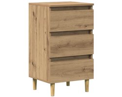 Nachtkastje | Nachtkast | Lamptafel | Bedside kasten 40x35x69 cm bewerkt hout artisanaal eikenkleur