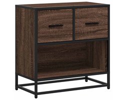 Nachtkastje | Nachtkast | Lamptafel | Bedside kasten 60x31x60 cm bewerkt hout en metaal bruin eikenkleur