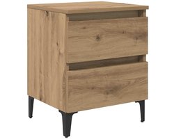 Nachtkastje | Nachtkast | Lamptafel | Bedside kasten artisanaal eikenkleurig 40 x 35 x 50 cm