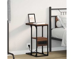 Nachtkastje | Nachtkast | Lamptafel | Bedside kasten bruin eikenkleur 41.5 x 26 x 60.5 cm Bewerkt hout