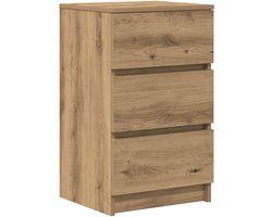 Nachtkastje | Nachtkast | Lamptafel | Bedside kasten met 3 lades 39x35x65 cm artisan eikenkleurig