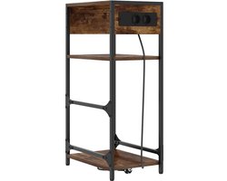 Nachtkastje | Nachtkast | Lamptafel | Bedside kasten met lade Gerookt eiken 40 x 27 x 76 cm Bewerkt hout