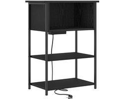 Nachtkastje | Nachtkast | Lamptafel | Bedside kasten Zwart eiken 55 x 31 x 76 cm Bewerkt hout