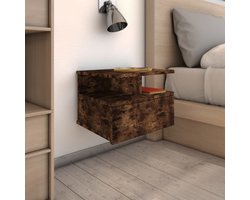 Nachtkastje | Nachtkast | Lamptafel | Bedside kasten zwevend 40x31x27 cm bewerkt hout gerookt eikenkleur