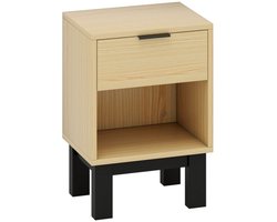 Nachtkastje - Nachtkast met lade - Open vak - Voor slaapkamer en woonkamer - 35 x 26 x 50 cm - Eiken