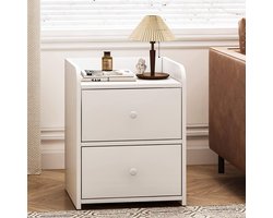 Nachtkastje nachtkastje nachtkastje voor boxspringbed, nachtkastje wit met 2 lades, houten nachtkastje geschikt voor slaapkamer woonkamer 40 x 35 x 50cm