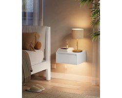 Nachtkastje - Nachtkastjes set van 2 - Zwevend Nachtkastje - Met Verlichting - 3 Kleuren - Wit