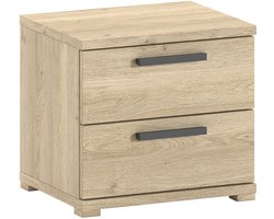 Nachtkastje Sammie - 50x39x47cm - Met Twee Lades - Eikdecor