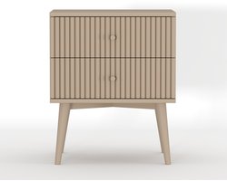 Nachtkastje Sem - Hout - Beige/Hout - Mango/Taupe - 45 x 55 x 35 cm (BxHxD)