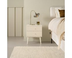 Nachtkastje Sem - Hout - Creme/Hout - Mango/Wit - 45 x 55 x 35 cm (BxHxD)